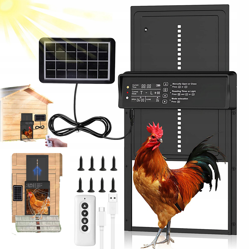 AUTOMATICKÉ DVERE DO KURACIEHO CHATKY INTELIGENTNÉ VODOTESNÉ DVERE SO SOLÁRNYM PANELOM
